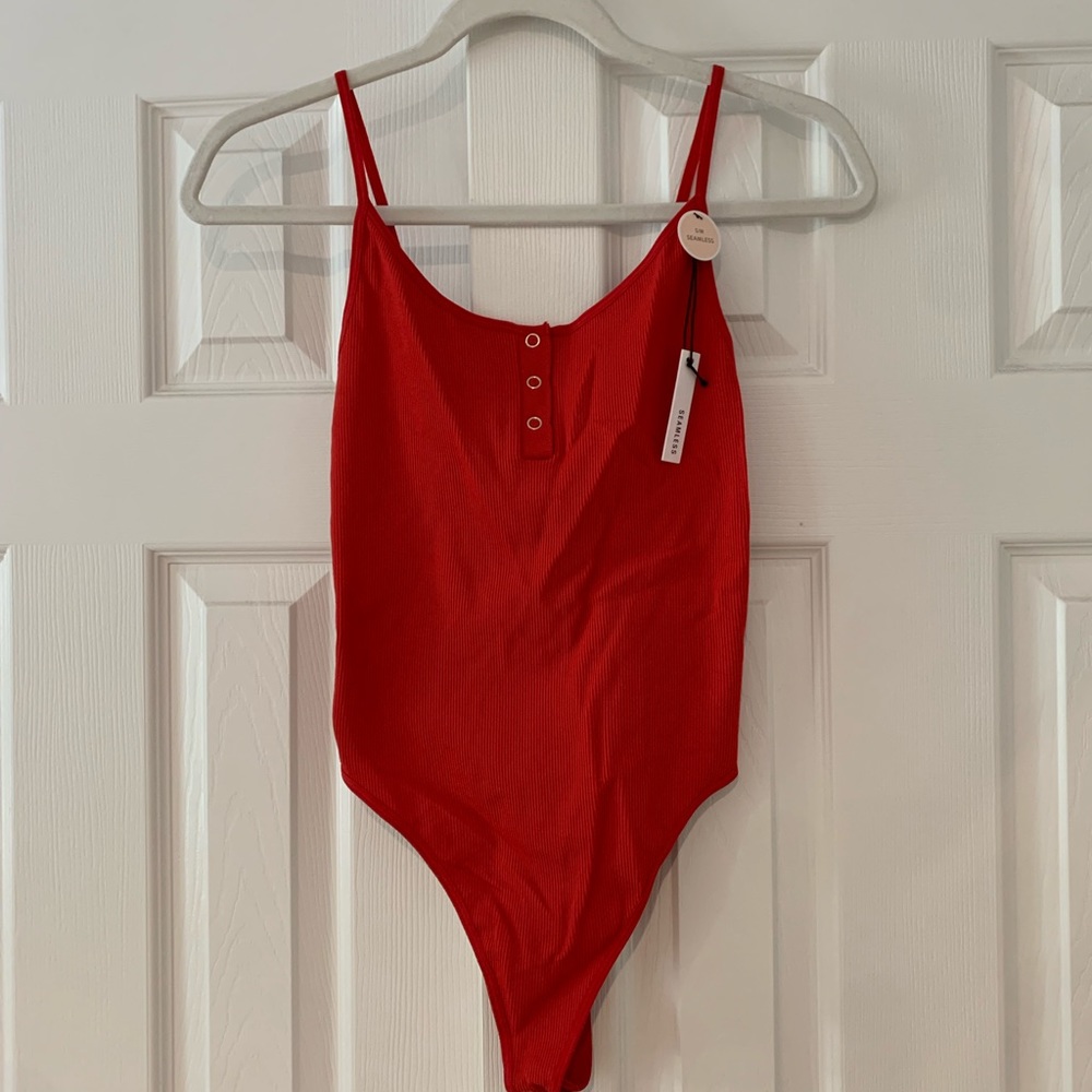 Ribbed Red Body suit